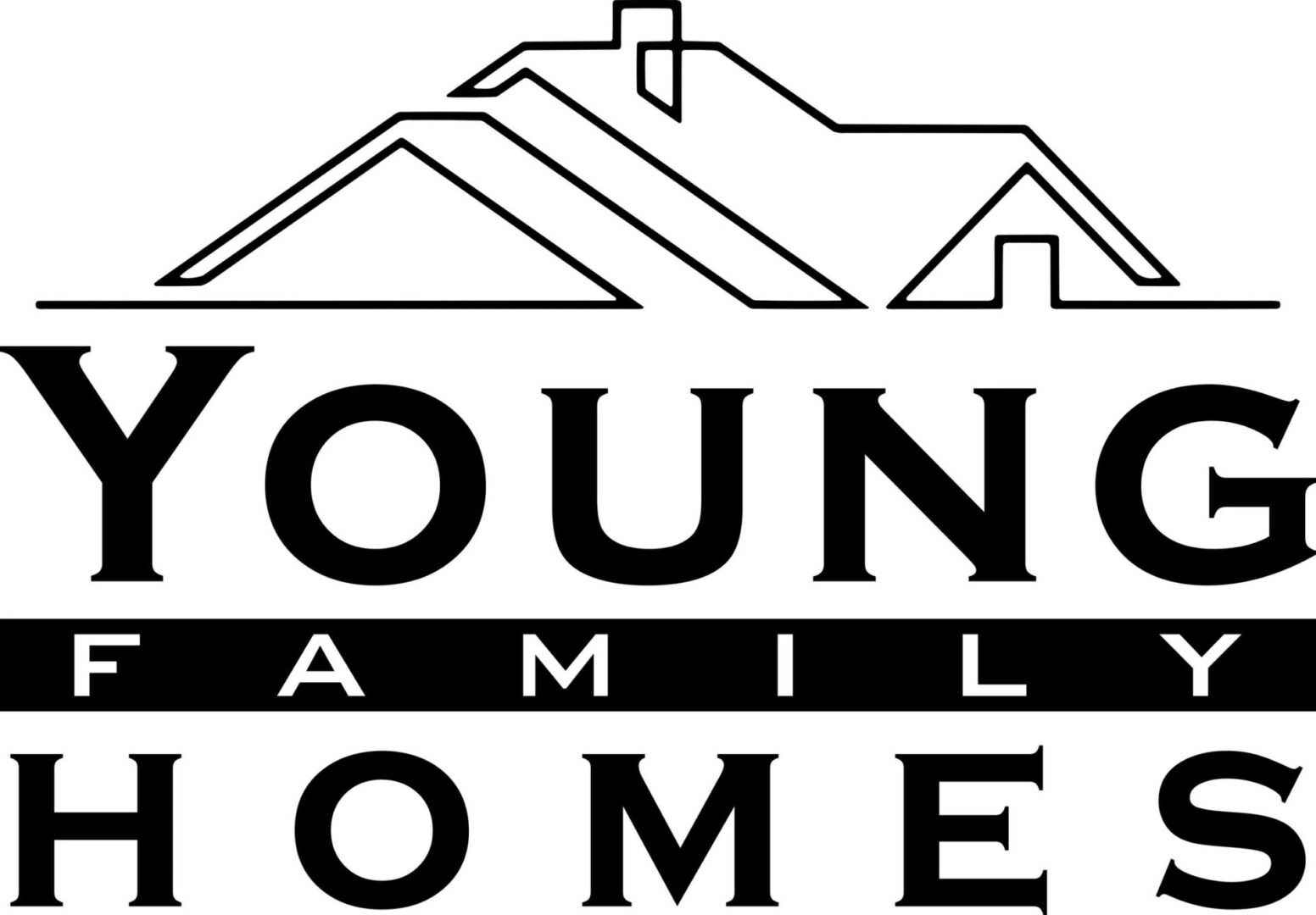 Young Family Homes logo with roof design.